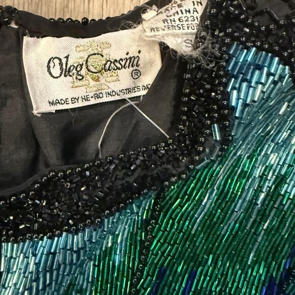 90s intricate beaded evening asymetrical zip-up going out top womens size small - Picture 3 of 7